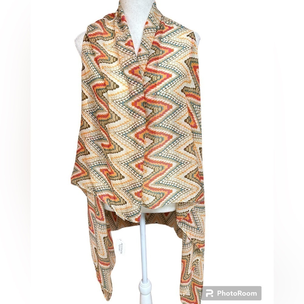 Accents by Lavello Chiffon Convertible Open Front Cardigan Vest NWT OS